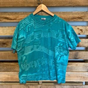 Vintage 90s Jones Tones music notes print all over